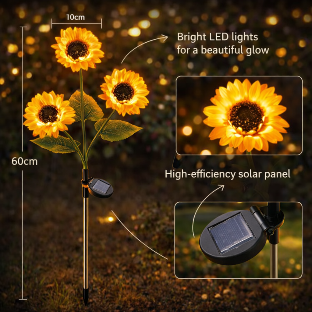 Highbright™ Solar Sunflower Garden Lights — view 3