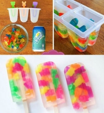Vodka and lemonade gummy bear ice blocks
