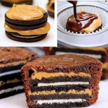 Peanut butter and Oreo brownie cupcakes