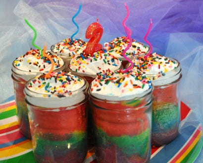 Funky Rainbow Jar Cakes
