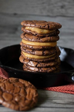 Dulce de Leche Filled Brownie Sandwich Cookies