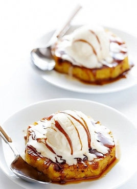 Easy Rum Soaked Grilled Pineapple with vanilla ice cream