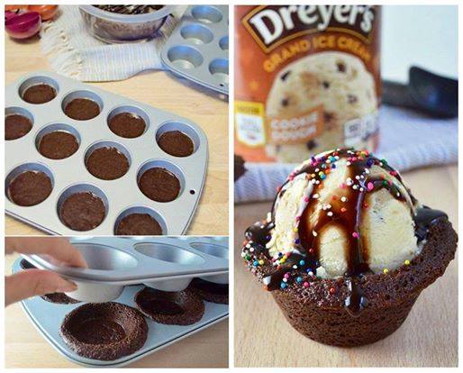 How to make brownie ice cream cupcakes