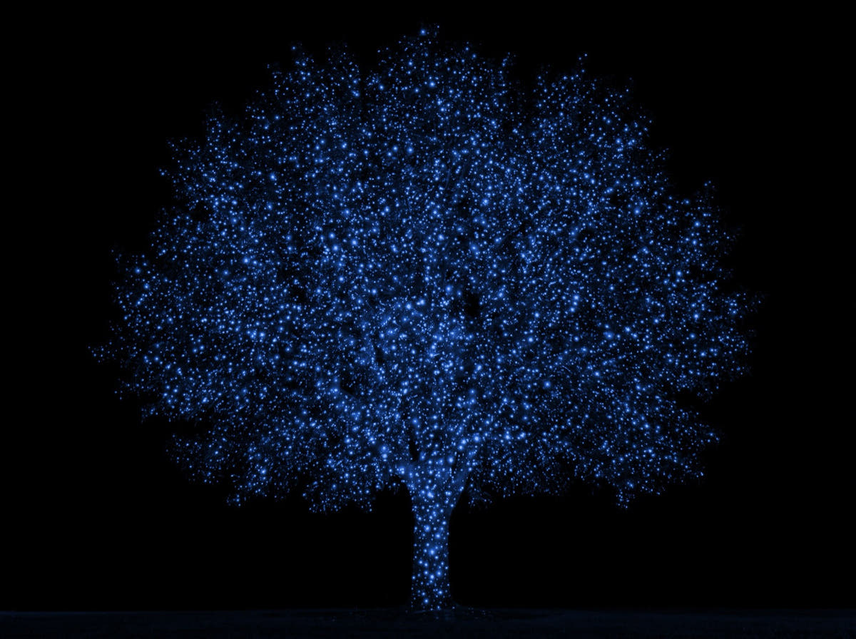 Blue only mode - the same tree in sapphire blue laser dots