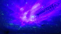 Laser Stars Projector real ceiling effect: purple-blue nebula with green laser stars
