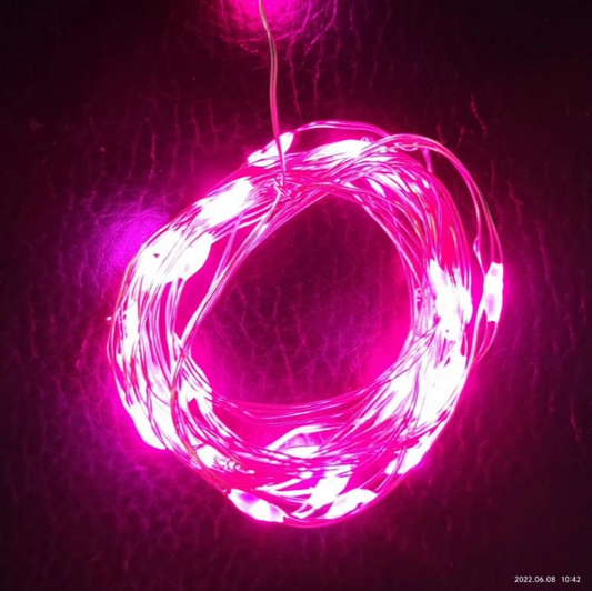 80 Pink LED Battery String Lights — view 1