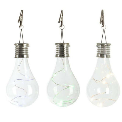 Solar tree light bulb 5 pack - three clear hanging bulbs with colour-change fairy LEDs inside