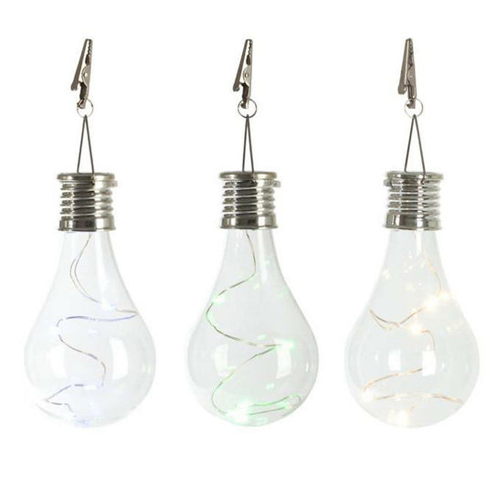 Solar tree light bulb 5 pack - three clear hanging bulbs with colour-change fairy LEDs inside
