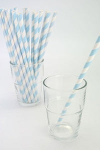 Blue and White Striped Straws (25)