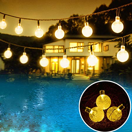 Solar Powered Crystal Ball Fairy String Lights — view 6