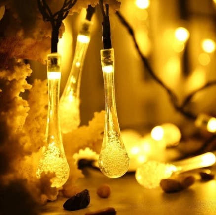 Warm White Solar Powered Rain Bubble Lights — view 1
