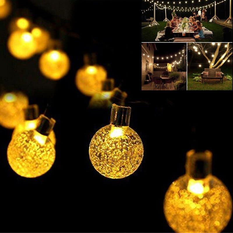 Solar Powered Crystal Ball Fairy String Lights — view 1