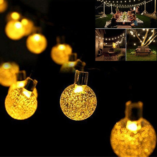 Solar Powered Crystal Ball Fairy String Lights — view 1