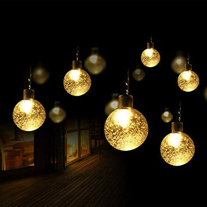 Solar Powered Crystal Ball Fairy String Lights — view 4